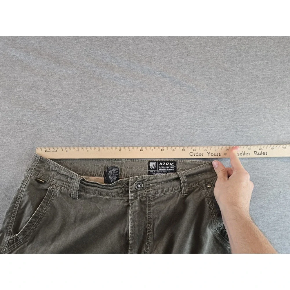 Kuhl Shorts Men's 34 Olive Ramblr Vintage Patina Dye Cargo Hike Climb Camp‎ 10" - Picture 16 of 16